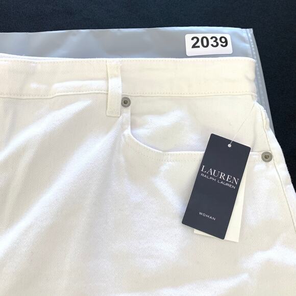 Lauren Ralph Lauren Womens White Shorts Plus Size 22W Raw Fringe Hem High Rise - Picture 14 of 14